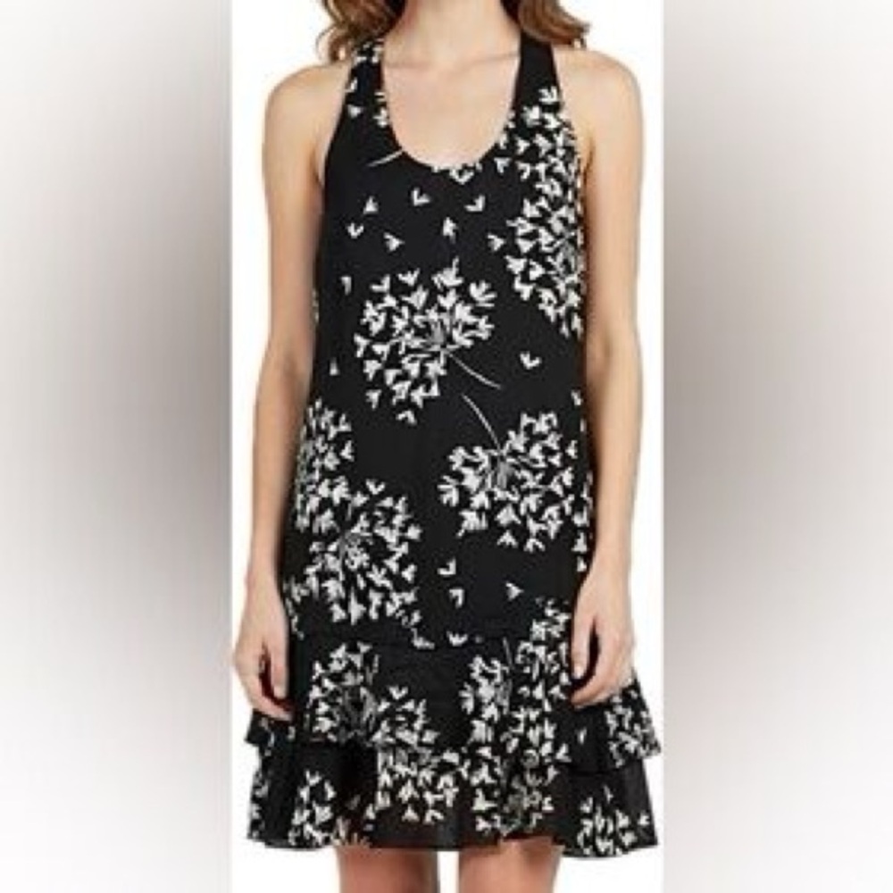 Banana Republic Black and White Floral Mini Dress size 6